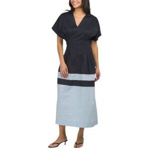 LINEA MODA Made In Italy Short Sleeve Maxi Color Block Dress